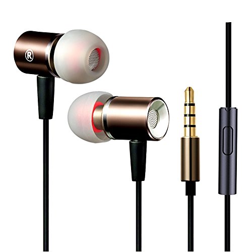 Jeselry Metal Extra Bass Earbuds with MIC and in Ear Buds Stereo Headphones Compatible with iOS and Android,Corded Earphones Headset Compatible for iPhone & Samsung Galaxy