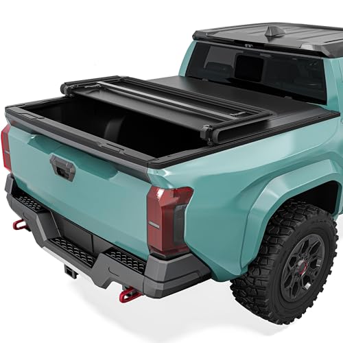 Soft Tri-Fold Truck Bed Tonneau Cover Fit for Toyota Tacoma 2024 2025 with Deck Rail System, with 5...