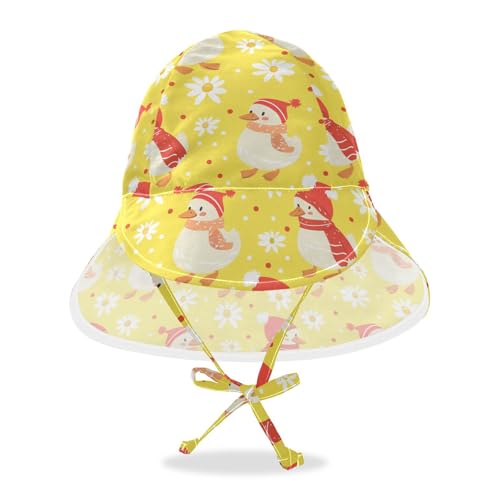 Unisex Baby Sunhat Boys Hats Girl Sun Protection Neck Flap Beach Essentials Cute Duck Cartoon Illustration