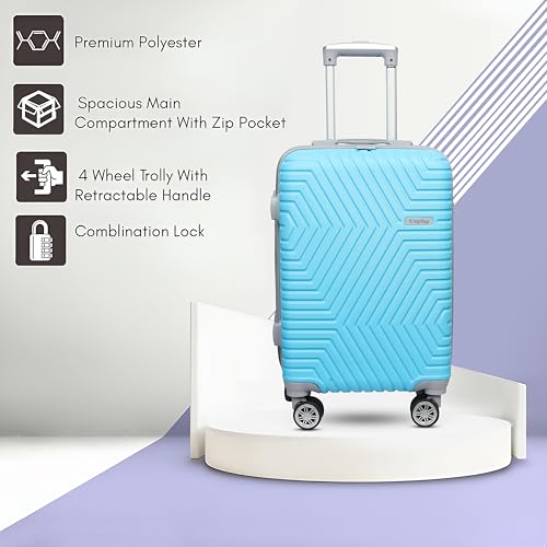 Image of UNPLUG Polypropylene 360 Degree Hard-Sided Cabin Luggage Large 28 inch | 75cm | 8 Wheels Small Trolley Bag for Travel | Lightweight Bag with Combination Lock | Suitcase (Sky Blue)