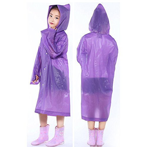 Raincoats for Kids Reusable Rain Ponchos with Hood and Sleeves Rain Coats for Boys and Girls