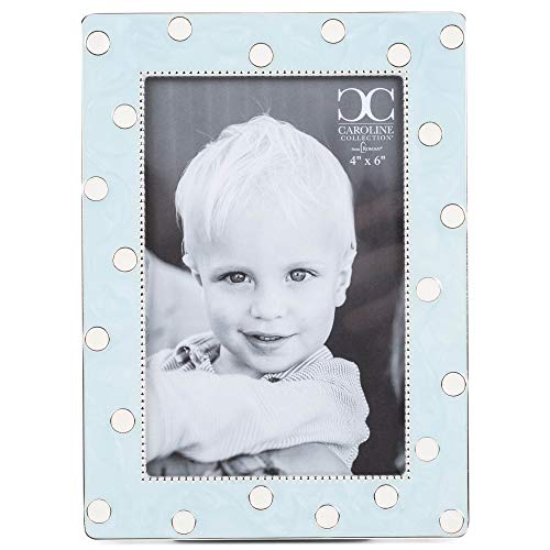 Roman 19004 Caroline Collection Polka Dot Decorative Frame, Holds 4 X 6-Inch Photo, 7.25-Inch Height, Blue #TOP22
