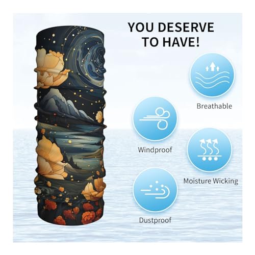Pañuelo Balaclava Cuello Vintage con Plantas, Luna, Estrellas y Galaxia para Mujer y Hombre, para Moto, Ciclismo, Esquí y Fiesta miniatura 5