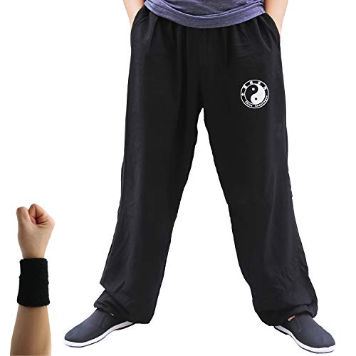 Dee Plus Pantalones de Tai Chi Hombre y Mujer y Niño Pantalones de Yoga Qigong Abierto a los Tobillos Pantalones Kung Fu Wing Chun Artes Marciales Chinas Anchas y Agradables Viscosa - 2 Bolsillos