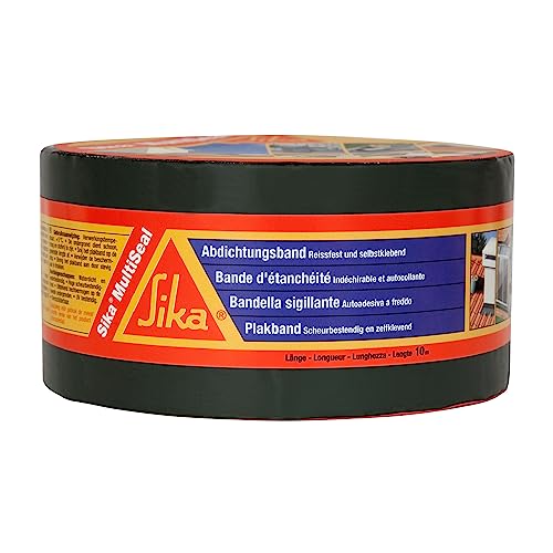 SIKA Multiseal Gris, Bande d'étanchéité autocollante résistante à la déchirure, aux intempéries, multi-supports, 75mm x 10m