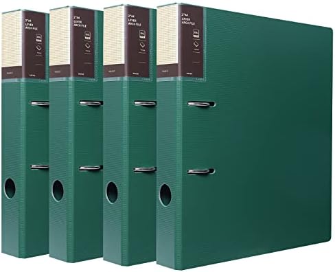 A4 Lever Arch File, 2-Ring Lever Arch Folders 51mm Spine, PP Material, 1.8mm Thick Board, for Home, Office, Stationery Supplies, Pack of 4