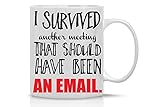 I Survived Another Meeting That Should Have Been An Email Mug- Funny Sarcastic Mug - 11OZ Coffee Mug - Funny Sarcastic Coffee Mug - Funny Office Mug - By AW Fashions