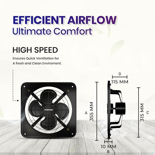 Image of Colorbot Exoz BLDC Metal Exhaust Fan 300mm (12 inches) for Kitchen | 12W | Energy Efficient | Easy Installation | 100% Copper Motor | 3 Years Warranty (Charcoal Black) (New Launch)