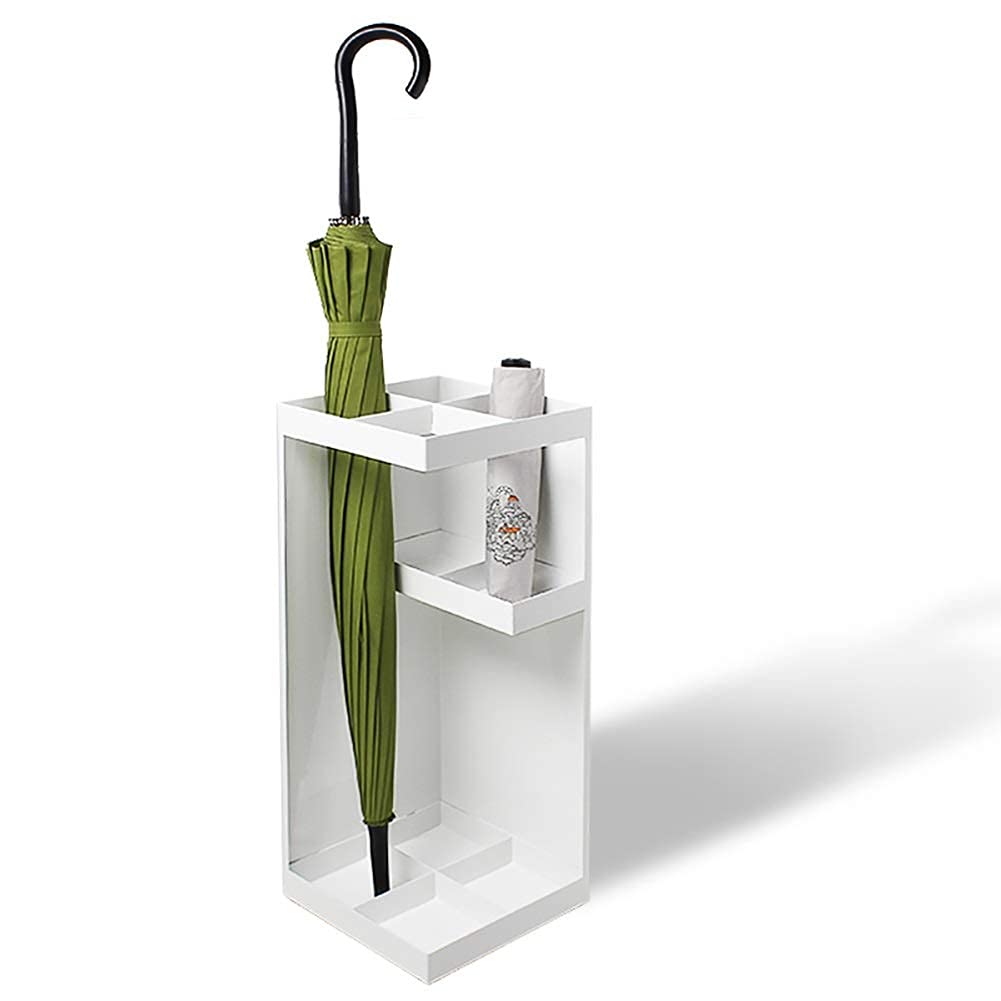 Porte-parapluie rectangulaire en métal blanc CHEWYNP pour cannes et parapluies