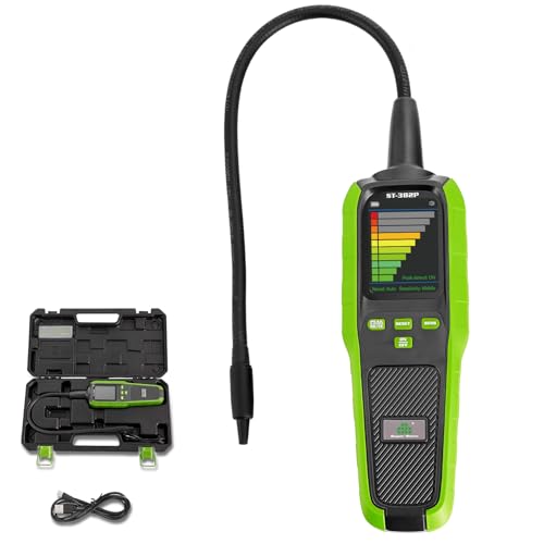 HVAC Refrigerant Freon Leak Detector, Rechargeable Battery Powered Halogen Freon Sniffer Heated Diode Sensor for R22, R410a, R134a, R1234yf, HFCs, HCFCs, CFCs, Air Conditioning Detection - Green