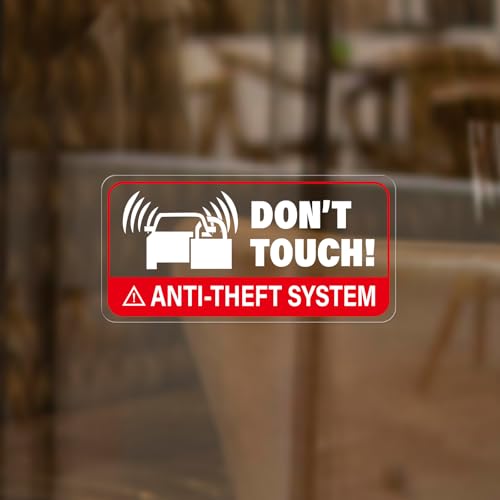YIKIADA Anti-Theft System Car Sticker 4 × 2 Inches Don't Touch Self Adhesive Vinyl Vehicle Windows Safety Warning Decals GPS Tracking System Equipped Waterproof Door Cling 10 Pack (Internal)