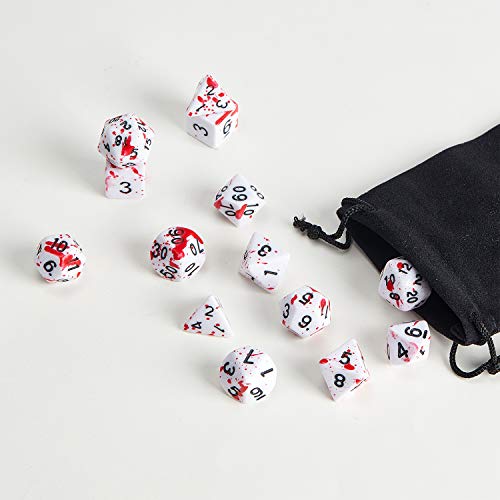 2 Packs Blood Splatter Dice Polyhedral 7-Die Dice Set For Role Playing Dice Games, 14 Pieces #TOP2