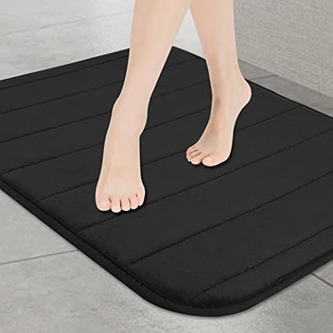 MI CASA Memory Foam Bath Mat Non-Slip Bathroom Mat Soft Absorbent Bath Rug for Bathroom Floor, Quick-drying Machine Washable Bathroom Floor Mat, 40 x 60 cm (Black) Cover