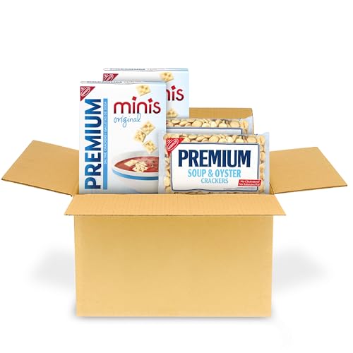 Premium Saltine Crackers Variety Pack, 2 Mini and 2 Soup & Oyster Crackers, Lunch Snacks, Bulk Snacks, 4 Packs