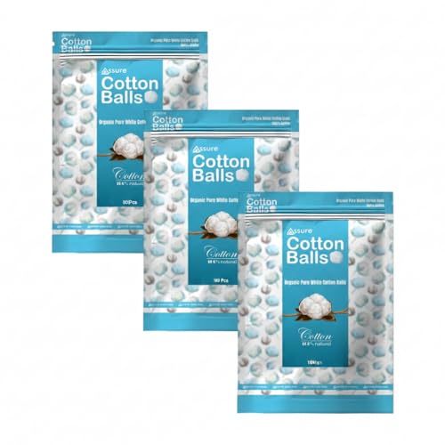 Image of White Cotton Ball For Personal Care, Skincare, Baby Care, Makeup Removal & Medical Use (100 Pieces, Pack of 3)