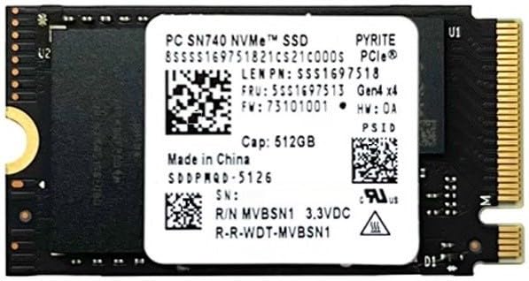 Lenovo Wstrn Dgitl SN740 SSD 512GB M.2 2242 42mm NVMe PCIe Gen4 x4 PC for Laptop, Internal Solid State Drive (OEM BULK) PN: SSS1697518