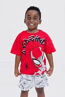 Marvel Spider-Man T-Shirt and French Terry Shorts Outfit Set Toddler to Big Kid Sizes (2T - 10-12)