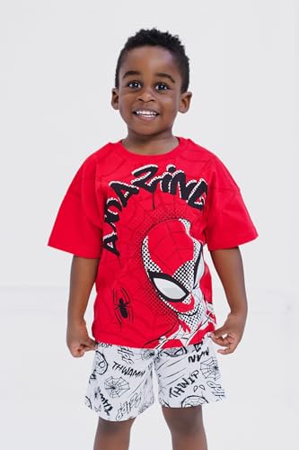 Marvel Spider-Man T-Shirt and French Terry Shorts Outfit Set Toddler to Big Kid Sizes (2T - 10-12)