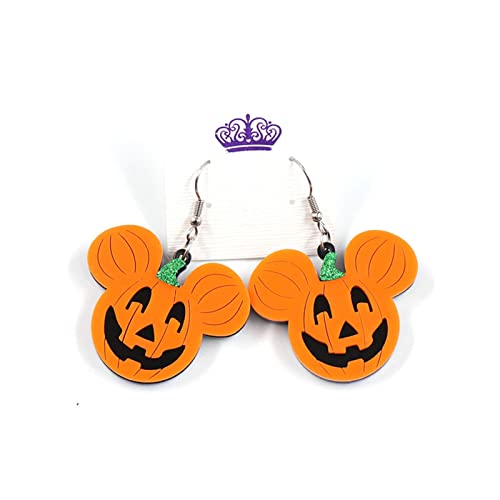 WCRAZYE Halloween Skull Dangle Earrings - Acrylic Pumpkin Spirit Earrings with Glitter Powder4