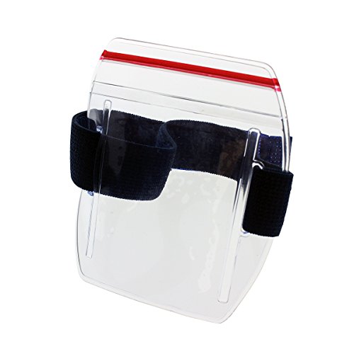 Heavy Duty Water Resistant Armband Id Badge Holder With Resealable Red Zip & Rugged Adjustable Arm Band (Perfect Arm Ski Pass Holder For Lift Ticket) Top Load By Specialist Id #TOP4