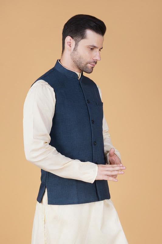Image of VASTRAA FUSION Men's Traditional Woolen Nehru Jacket Modi Waistcoat