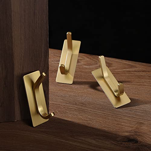 image for YIGII Towel Hooks/Adhesive Hooks - Brushed Gold Wall Hooks for Hanging