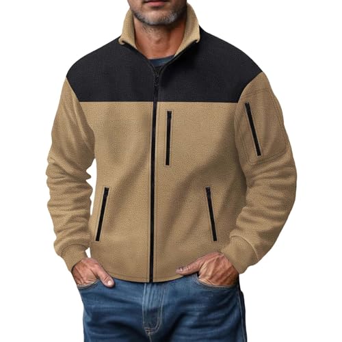 Manteau d'hiver veste en polaire homme chaude à manches longues et zip
