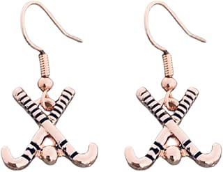 Field Hockey Earrings, Rose Gold Field Hockey Jewelry, Field Hockey Gifts, Field Hockey Stick Charm Dangle Earrings, Gift for Field Hockey Players