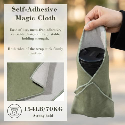 Image of ZORBES Camera Lens Wrap Cloth Protective Cover, Self Folding Camera Wrap with Soft Microfiber Lining, 45x45cm Anti Scratch DSLR Mirrorless Lens Protector Cloth for Camera Body, Lens & Gear, Green