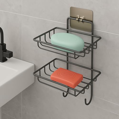 Image of BENAVJI Drill Free Corner Shelf for Bathroom Wall Bathroom Organizer Without Drill Kitchen Rack Pack of 2