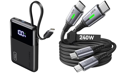 INIU Slimmest 45W Cargador Portátil con Cable USB-C Integrado 2-Pack