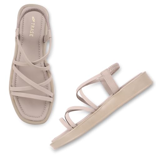 TRASE Women Flat Platform Sandals | Strappy Open Toe Casual Slip-...