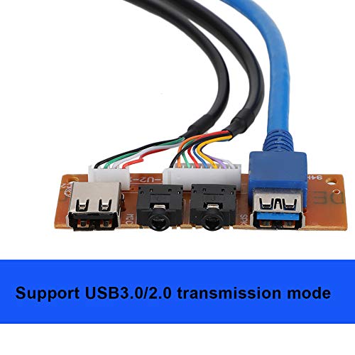 Image of USB 3.0 Dual Port & HD-Audio Front Panel, Computer Expansion Board 2 USB 3.0 Port hubs with 55cm Extension Cable, (Audio & Mic & USB)