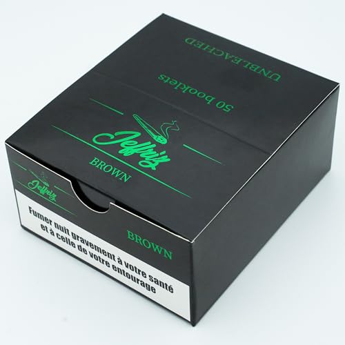 Longpapers King Size Slim Ungebleicht | Jeffriz Zigarettenpapier | Longpapes Ultra Dünne Blättchen, Langsame Verbrennung | 50 Heftchen mit je 32 Papers | Naturgummi Klebestreifen