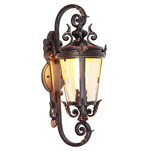 CHUNGYANG Lámpara colgante de pared para exteriores de una sola cabeza, lámpara de pared exterior, aplique de cristal E27, vintage, para balcón, pasillo, jardín, villa, puerta, luz IP65, impermeable