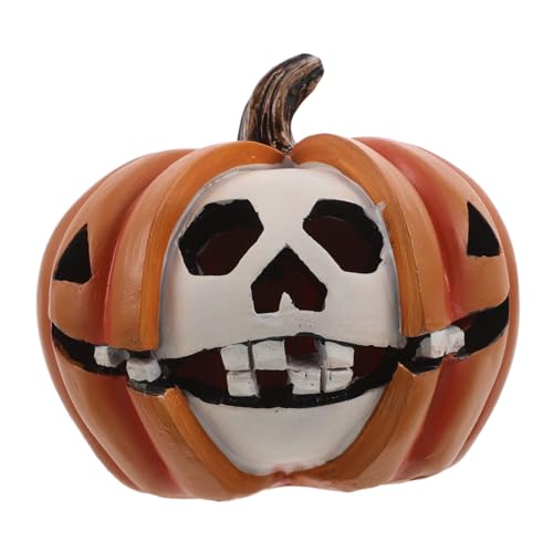 EXCEART ハロウィン樹脂カボチャスカルフィギュア ゴシックスル ホーム テーブルセンター向け耐久装飾 かぼちゃ置物 スプーキー飾り
