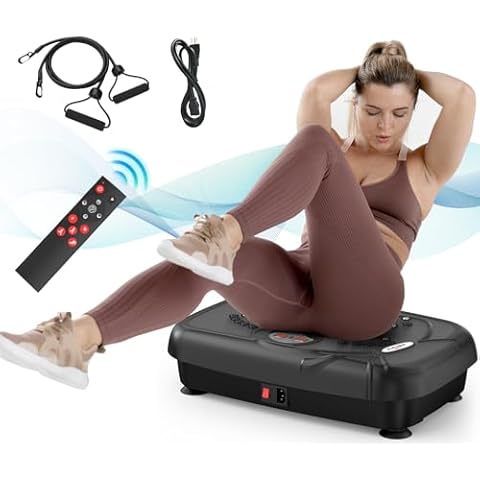 Relife Vibration Plate Exercise Machine Fitness Platform Whole Body Shaker Vibrate Stand Board Lymphatic Drainage Shaking for Weight Loss Fat Burning with 2 Resistance Bands Home Gyms Workout,400Lbs. Cover