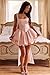 Kncpti Women's Homecoming Dresses with Bow Mini Causal Dress Short A-line Prom Dress Cocktail Evening Pary Gown Fuchsia XS
