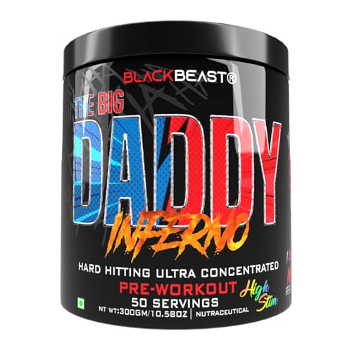Image of Black Beast The Big Daddy Inferno Pre workout (50 Servings, Cotton Candy) | 2500mg Aminature Fermented Citrulline Malate, 100mg Alpha GPC, Sharp Focus, Strength, Energy and Pump