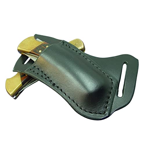 Black Buck 110 Right Hand Cross Draw Knife Sheath. The Sheath Is Made Out of 8 Oz. Leather Made to Wear on the Left Side and Drown on the Right Hand.