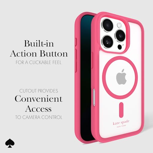 Image of kate spade new york iPhone 16 Pro Case - Pom Pom Pink | Compatible with MagSafe - Lightweight Designer Case for iPhone 16 Pro with Anti-Scratch Coating and Pom Pom Pink Design