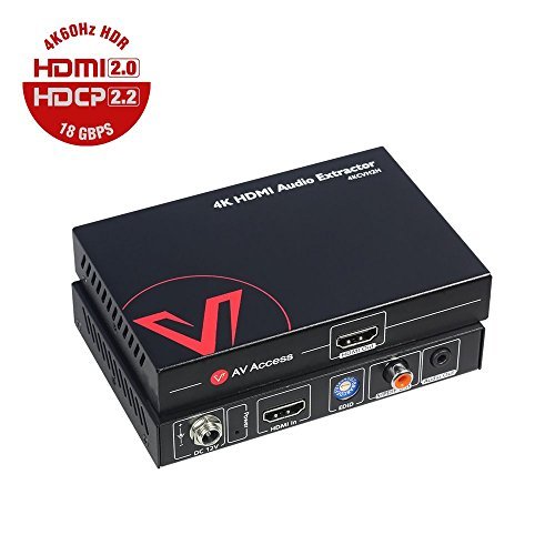 AV Access Ture HDMI 2.0 Audio Extractor Splitter,4K HDMI to HDMI+Audio Converter(SPDIF+3.5mm Stereo),Audio Decoder for Speaker Amplifier,EDID+CEC Control,HDR & Dobly Vision,Dolby Atmos & DTS:X