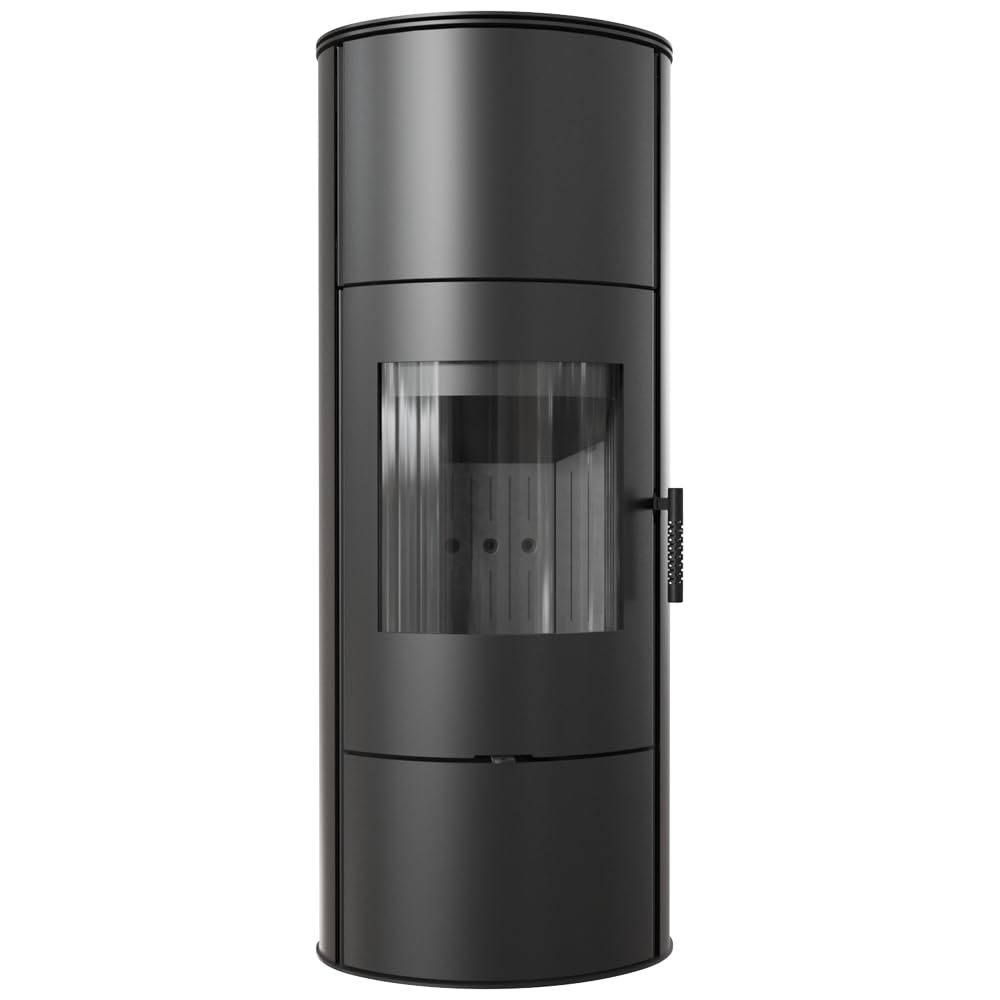 KRATKI Piec kominkowy ze stali, roleta gotowa zestaw Ø 150 7 kW z niezależnym od powietrza w pomieszczeniu, wolnostojąca, BImSchV 2, wylot kurzu, 150 mm, klasa efektywności energetycznej A, piec