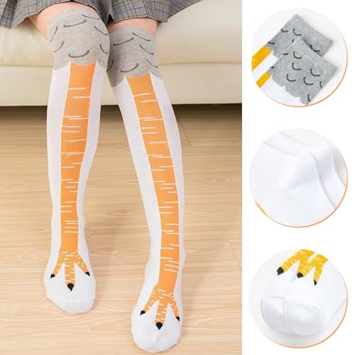 SPOKKI 2 Paar Chicken Leg Socks Fun Hühner Legs Sock, Overknee Socken Hühnerfüße Strümpfe Winter Warm, Witzig Personalisierte Wärmer Geschenke Vogel Paw Hühnerbein