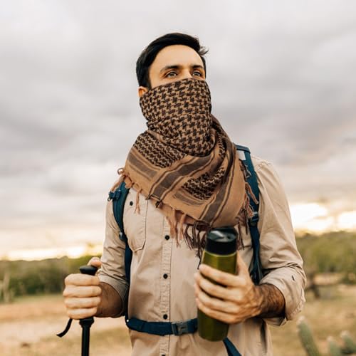 Aonal Military Shemagh Tactical Desert Scarf, 100% Cotton Keffiyeh Neck Head Scarf Wrap for Men Women