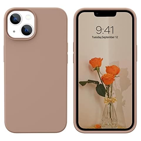 DUEDUE iPhone 13 Silicone Case, iPhone 13 Case Shockproof, Liquid Silicone Soft Gel Rubber Full Body Protective Cover Shockproof Anti-fingerprint Silicone Case for iPhone 13 6.1 inch, Brown Cover