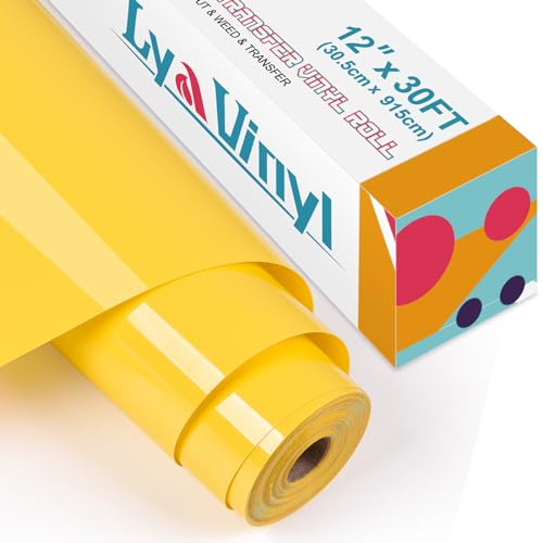 Lya Vinyl Heat Transfer Vinyl 12 x 30ft Yellow Iron On Vinyl Roll for Cricut, Silhouette Cameo, Premium HTV for DIY Clothes, Bags, Shoes and Other Textiles