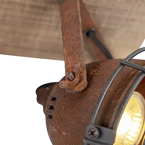 Qazqa Verstellbarer Deckenstrahler, Deckenspot - Gina - Rostbraun, Landhausstil, max. 25W, Geeignet für LED, 43cm, 3-flammig, Ideal als Flur, Küche lampe, Schlafzimmerlampe und Wohnzimmerlampe