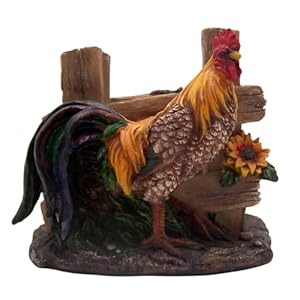 Farmyard Charm: Rooster with Fence Napkin Holder - 5.25-Inch Farmhouse Kitchen Accent Farmyard Charm Rooster with Fence Napkin Holder 525 Inch Farmhouse Kitchen Accent