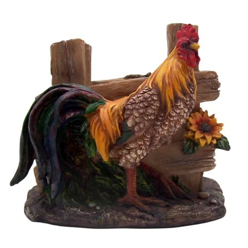 Farmyard-Charm-Rooster-with-Fence-Napkin-Holder-525-Inch-Farmhouse-Kitchen-Accent Farmyard Charm Rooster with Fence Napkin Holder 525 Inch Farmhouse Kitchen Accent